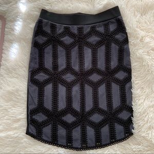 Navy Skirt with Pattern on Front